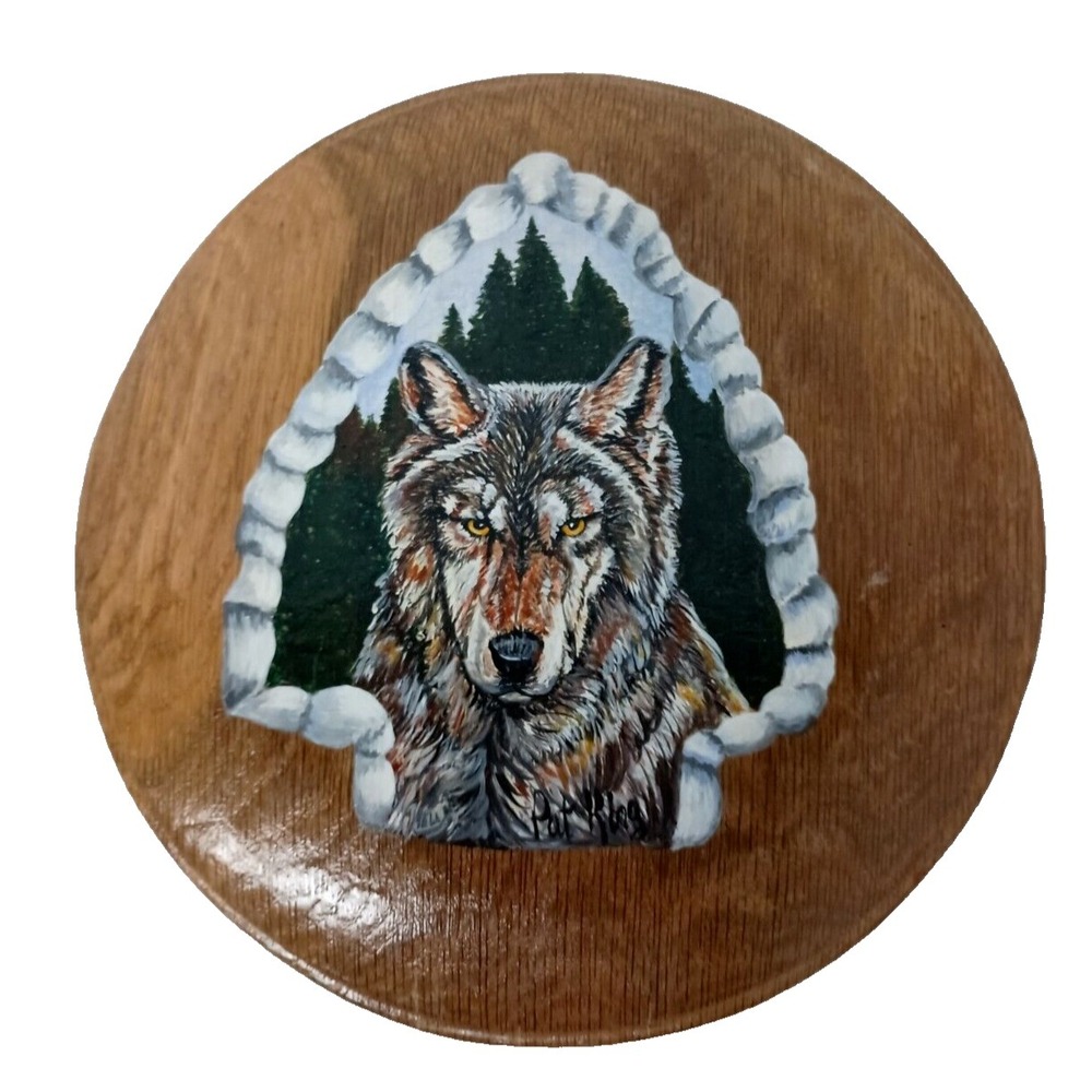 Vintage Wood Woolf Spirit Of The Pack Wall Plaque Handmade Lacquered Cabin Decor